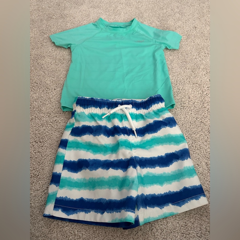 Kids Aqua and Blue Bathing Suit